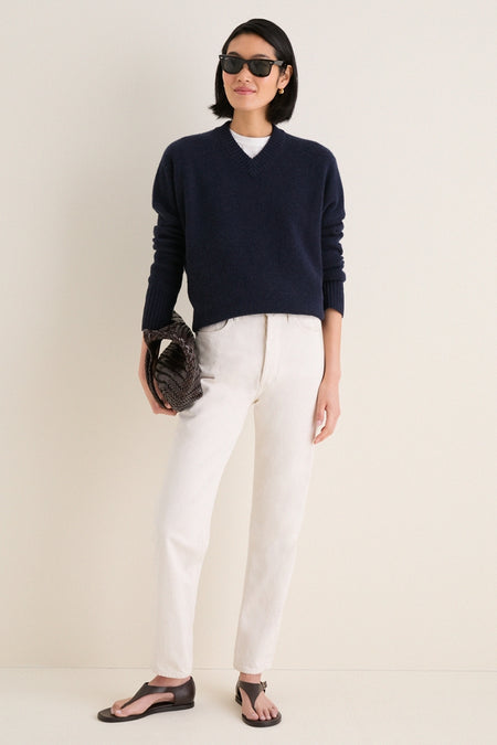 Navy Cashmere Cassie V-Neck Sweater