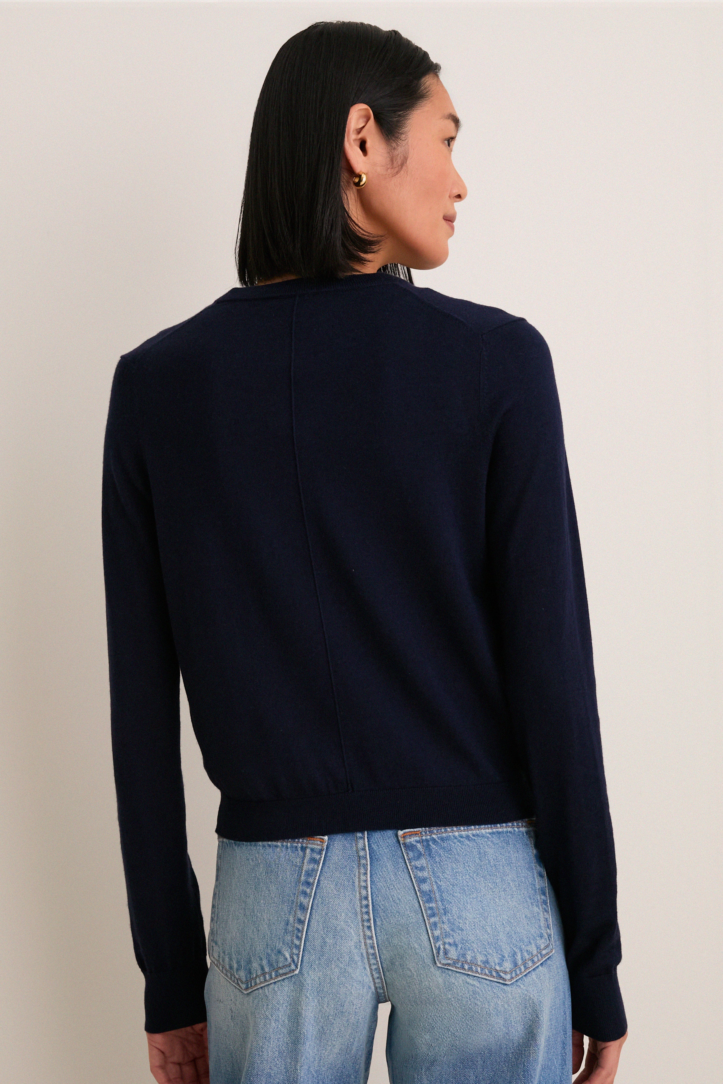 Navy Cashmere Silk Spencer Cardigan