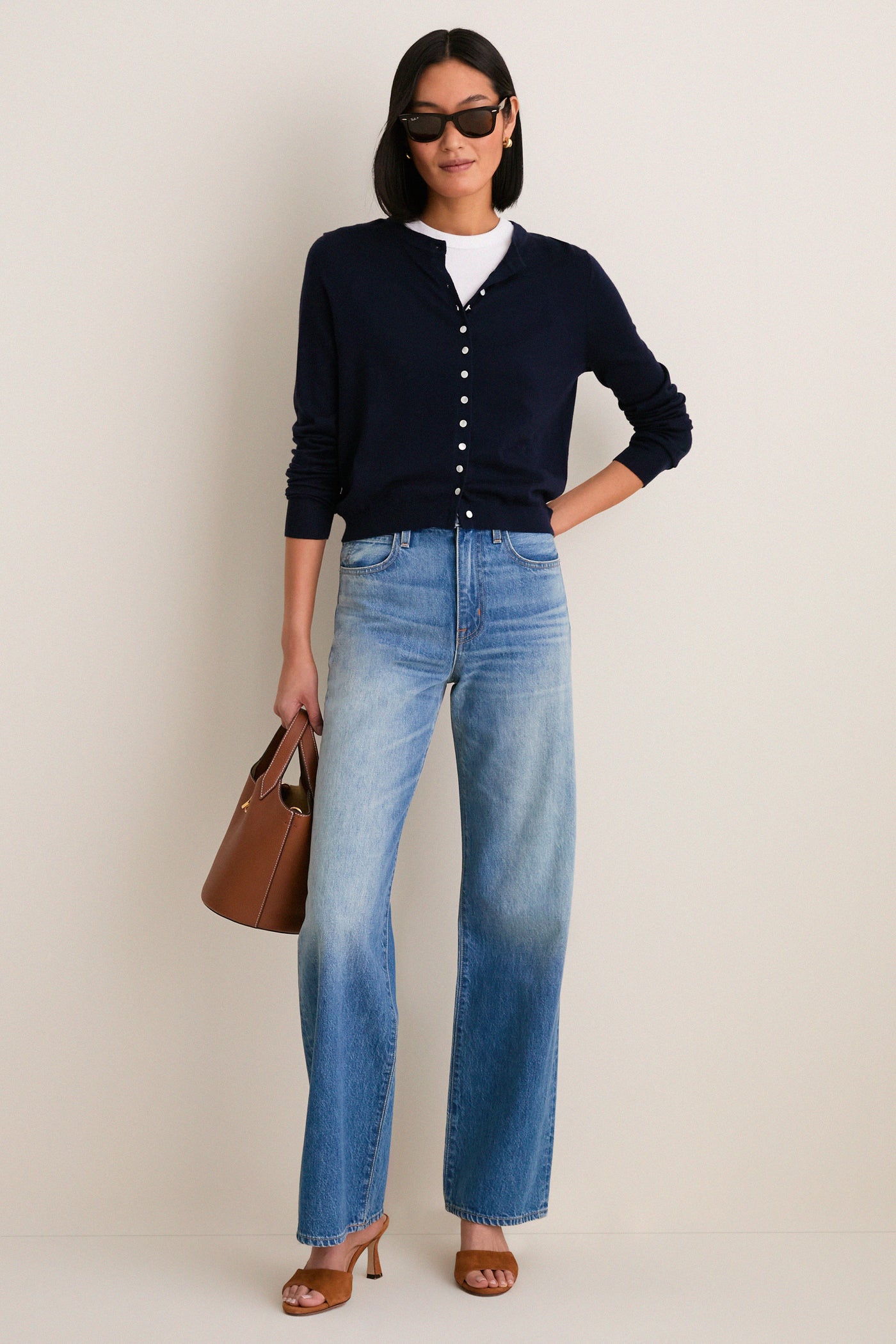 Navy Cashmere Silk Spencer Cardigan