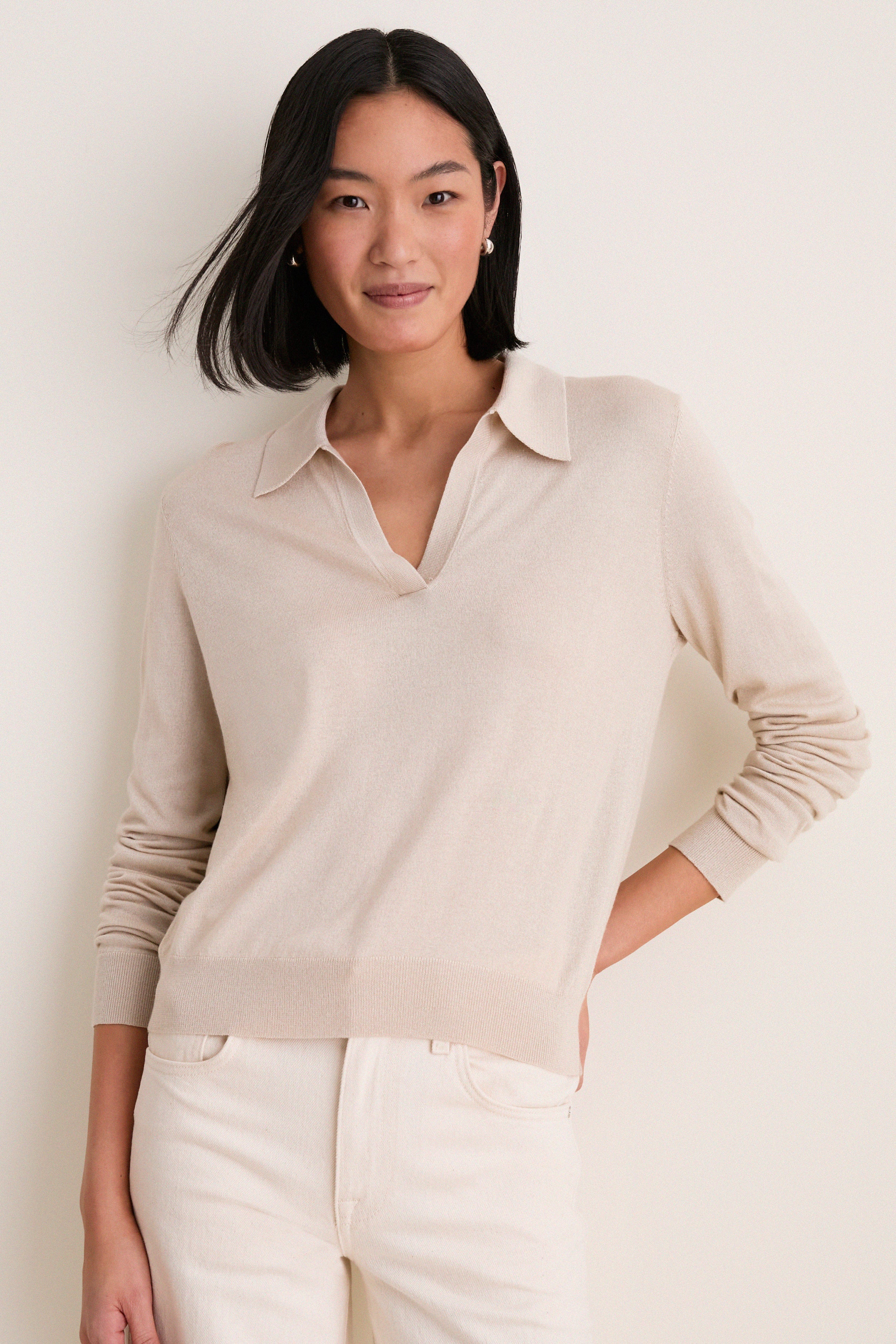 Sandstone Cashmere Silk Theo Polo | Tuckernuck