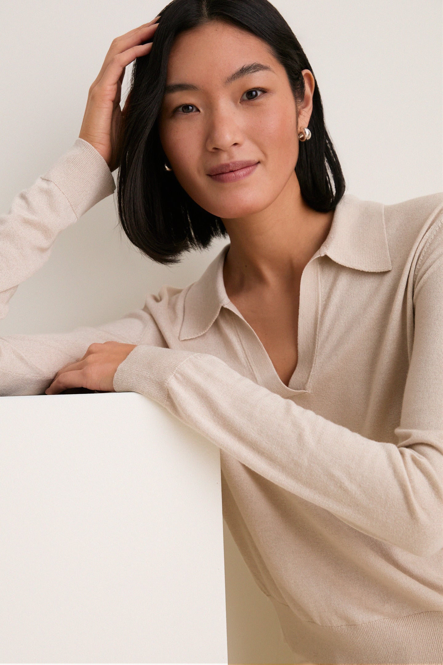 Sandstone Cashmere Silk Theo Polo