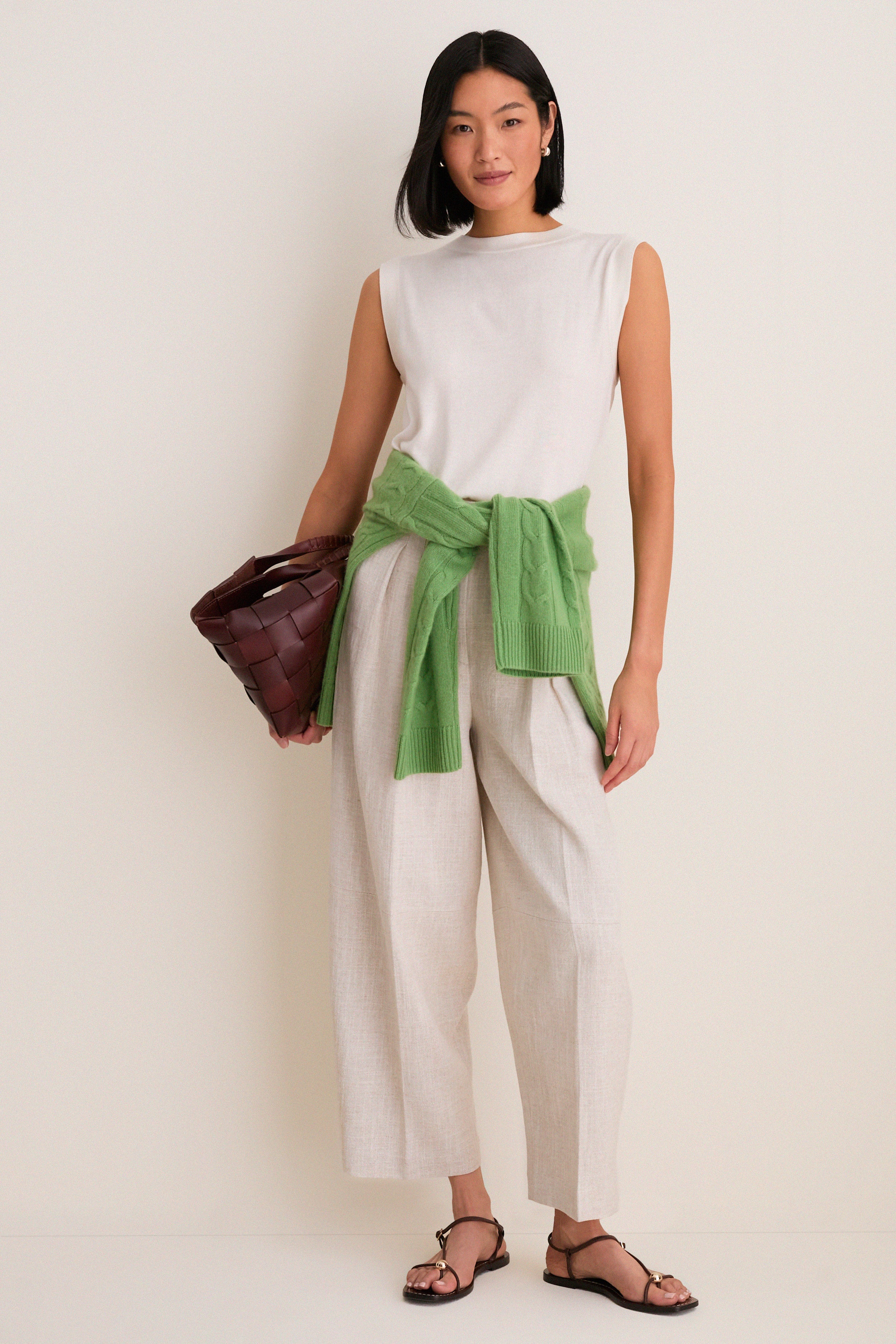 Ivory Cashmere Silk Sleeveless Ava Shell