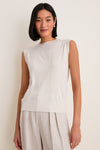 Ivory Cashmere Silk Sleeveless Ava Shell