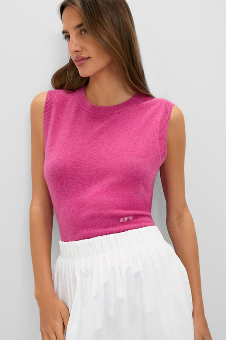 Raspberry Cashmere Sleeveless Ava Shell