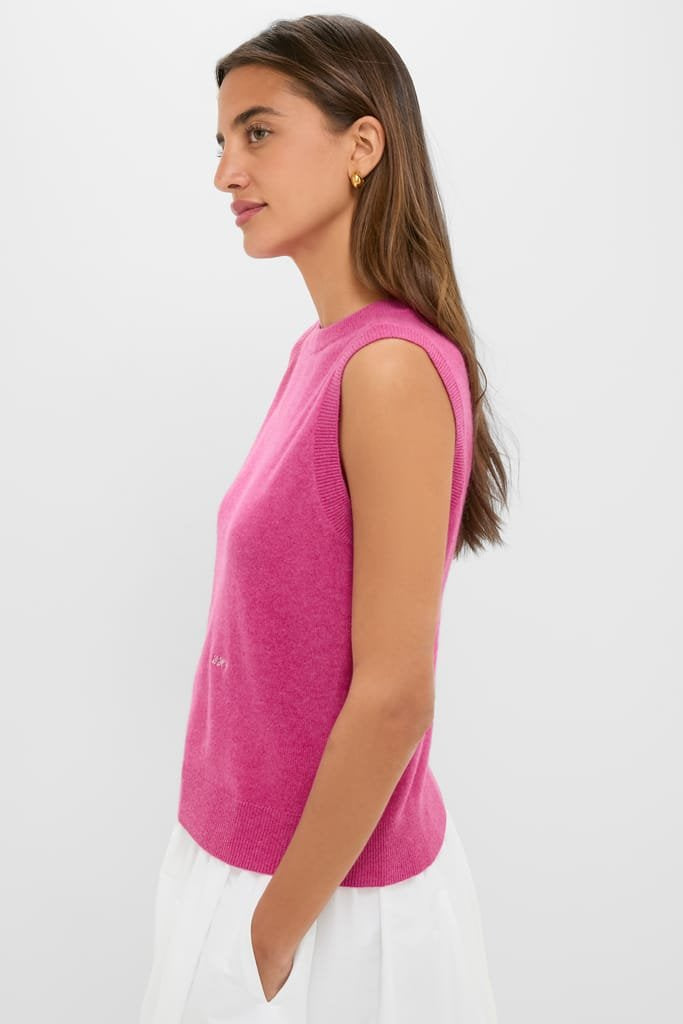 Raspberry Cashmere Sleeveless Ava Shell