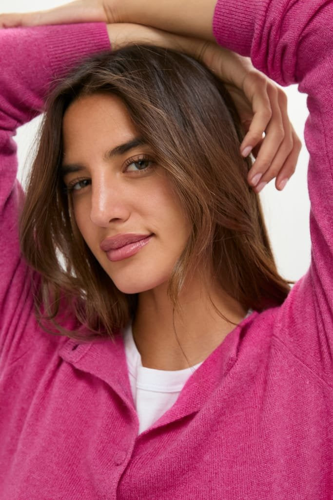 Raspberry Cashmere Riley Cardigan