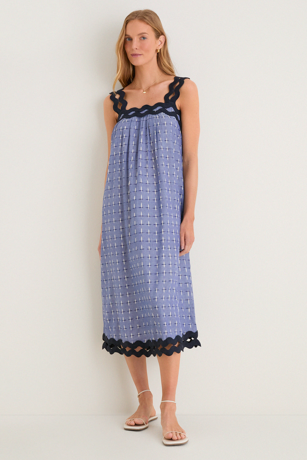 Tuckernuck Azure Ikat Embroidered Ellis Dress Azure Ikat / S