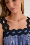Azure Ikat Embroidered Ellis Dress