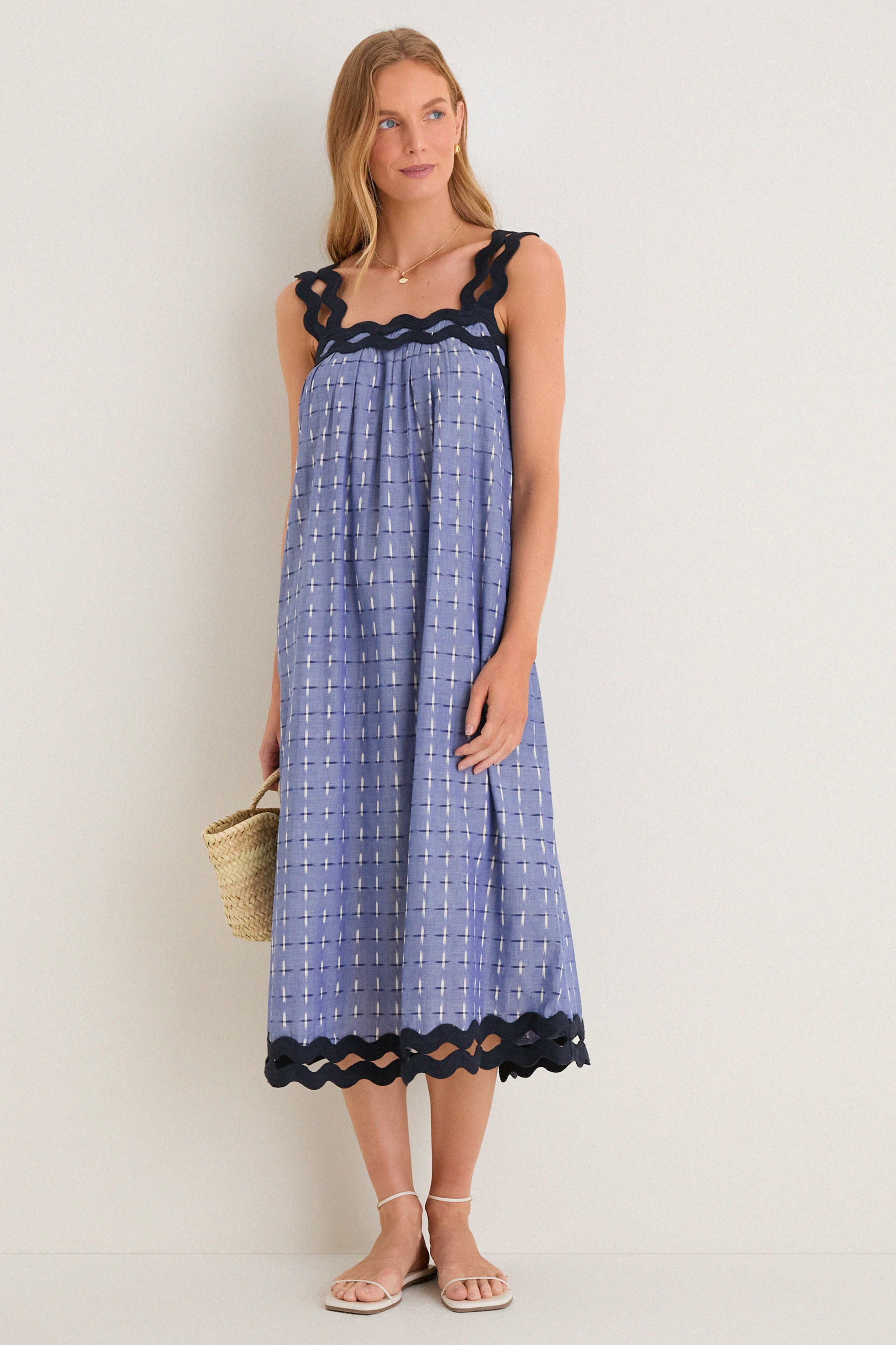 Azure Ikat Embroidered Elis Dress | Tuckernuck