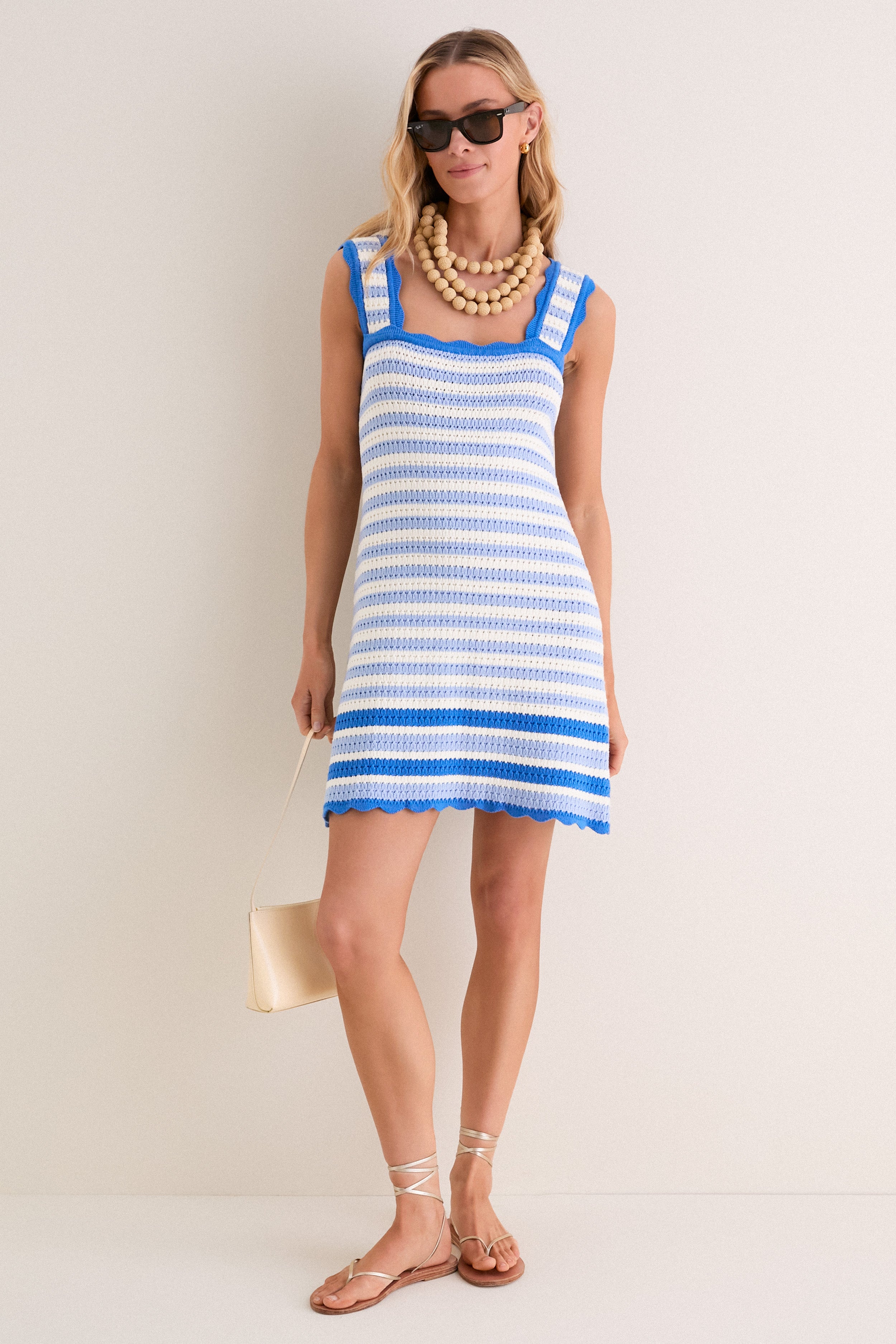 Ocean Stripe Crochet Brookside Mini Dress | Pomander Place