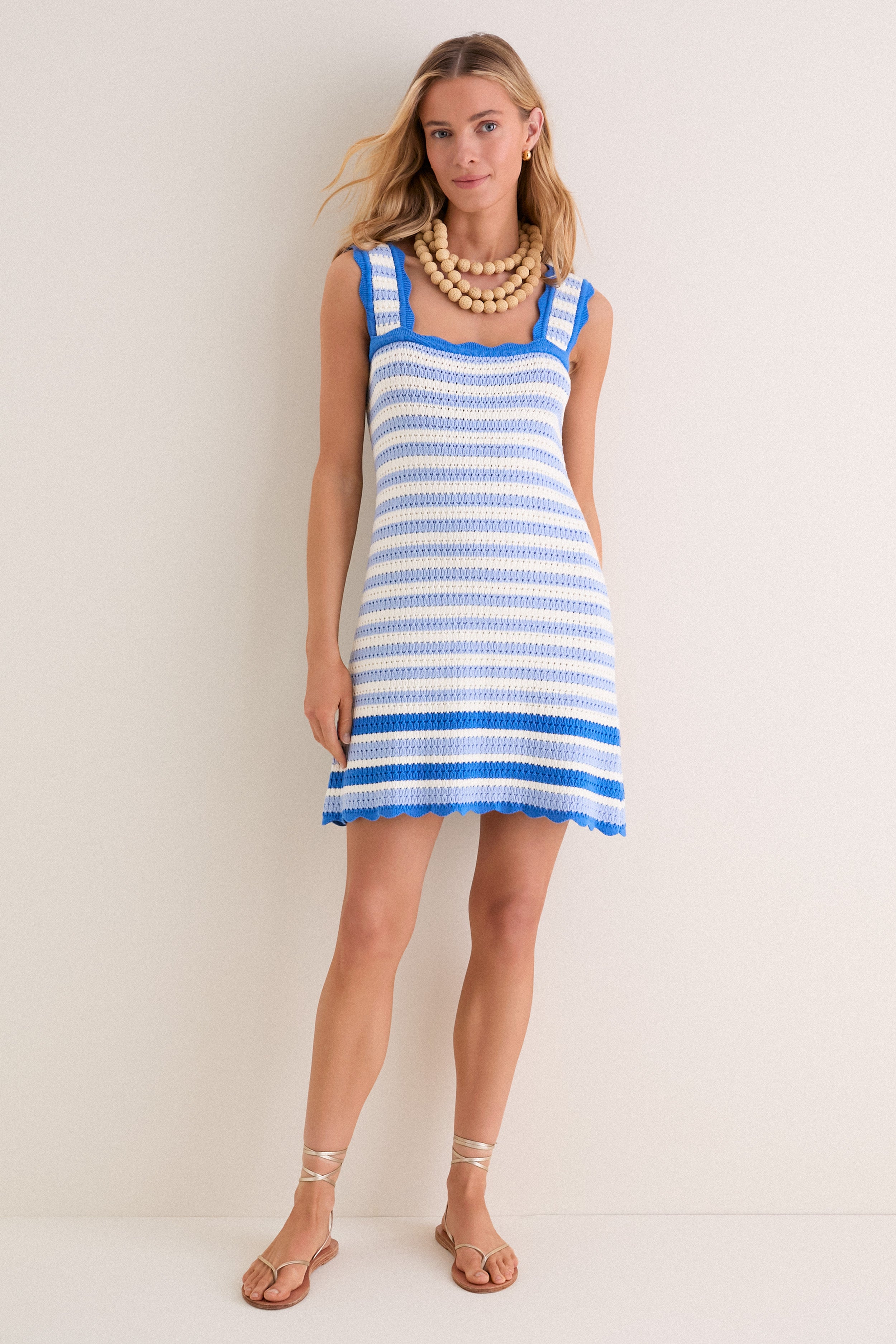 Ocean Stripe Crochet Brookside Mini Dress | Pomander Place