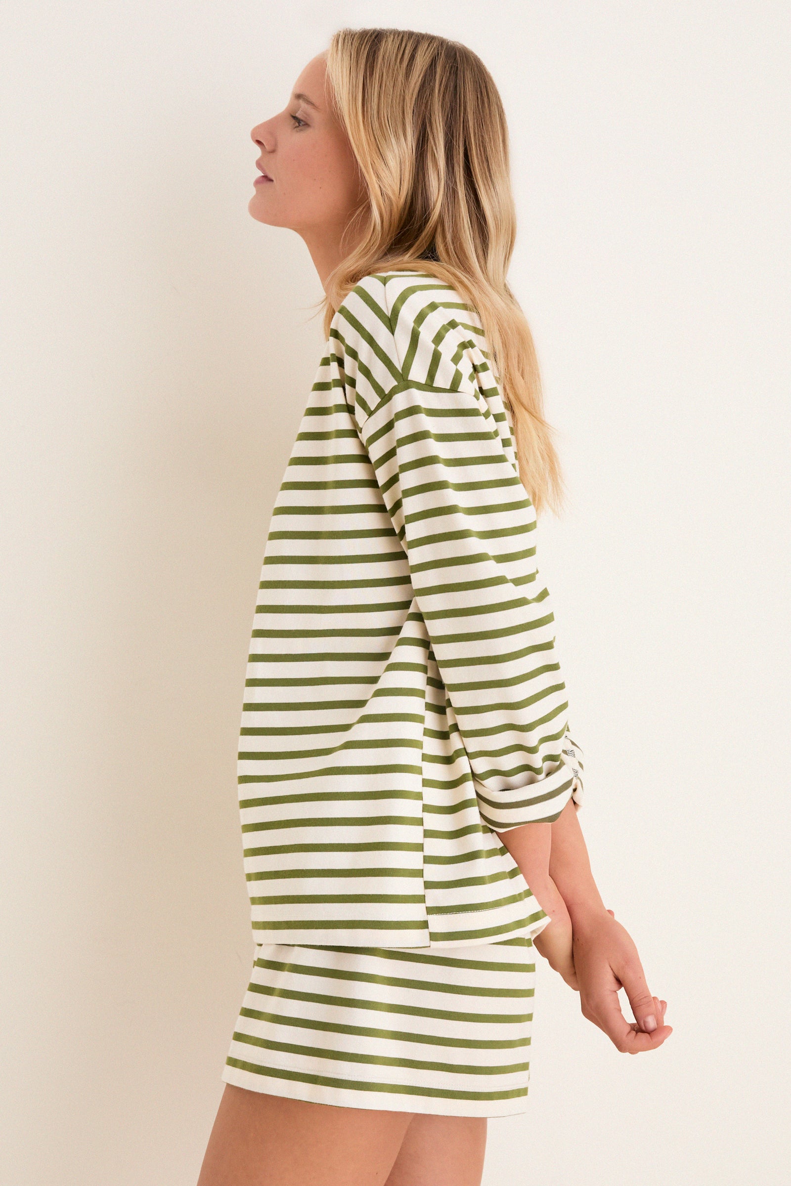 Olive Stripe Knit Odie Tee