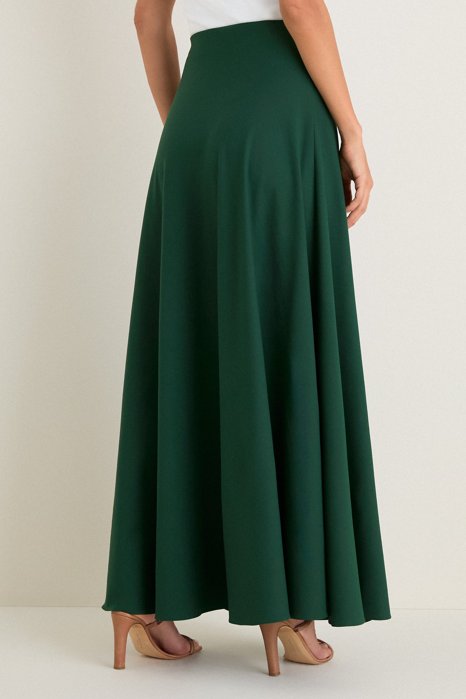 Verdant Green Crepe Colbert Maxi Skirt