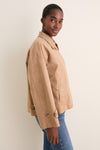Camel Suede Drew Short Trench Coat