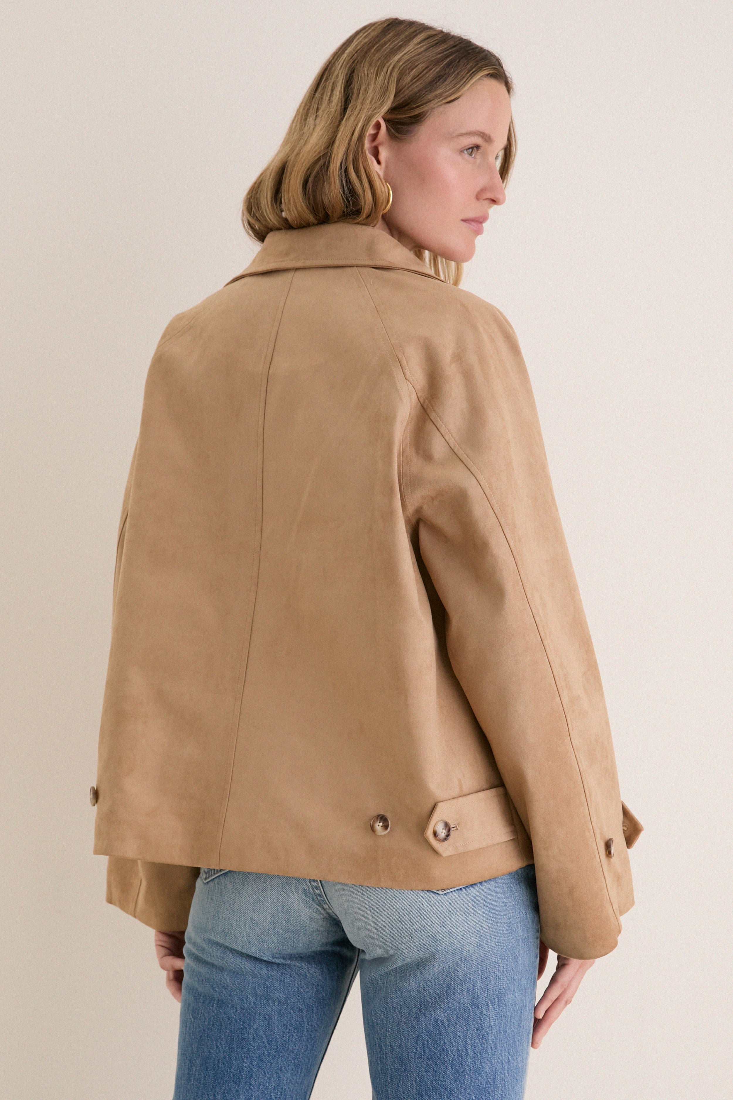 Camel Suede Drew Short Trench Coat | Tuckernuck