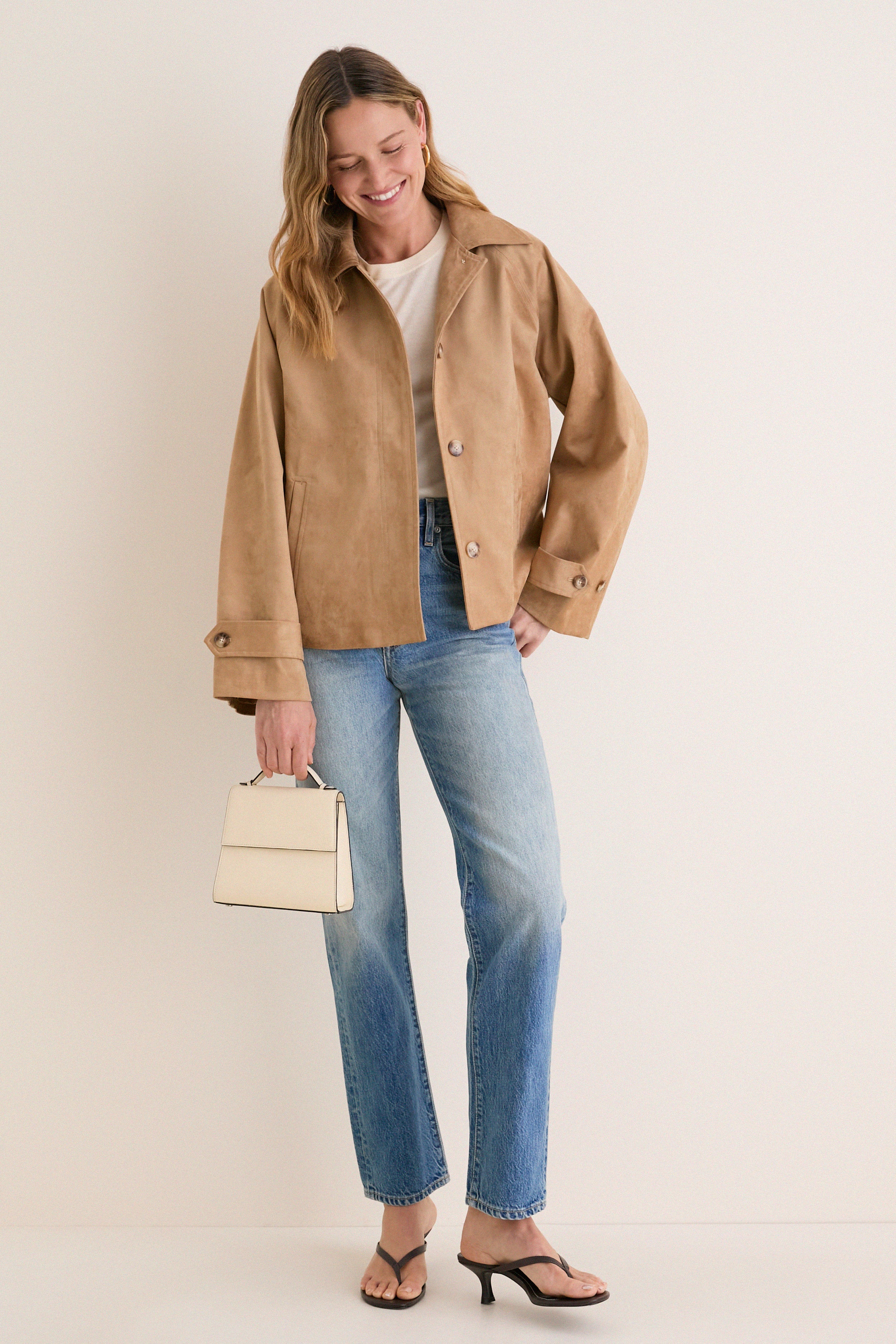 Camel Suede Drew Short Trench Coat | Tuckernuck