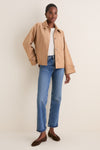 Camel Suede Drew Short Trench Coat