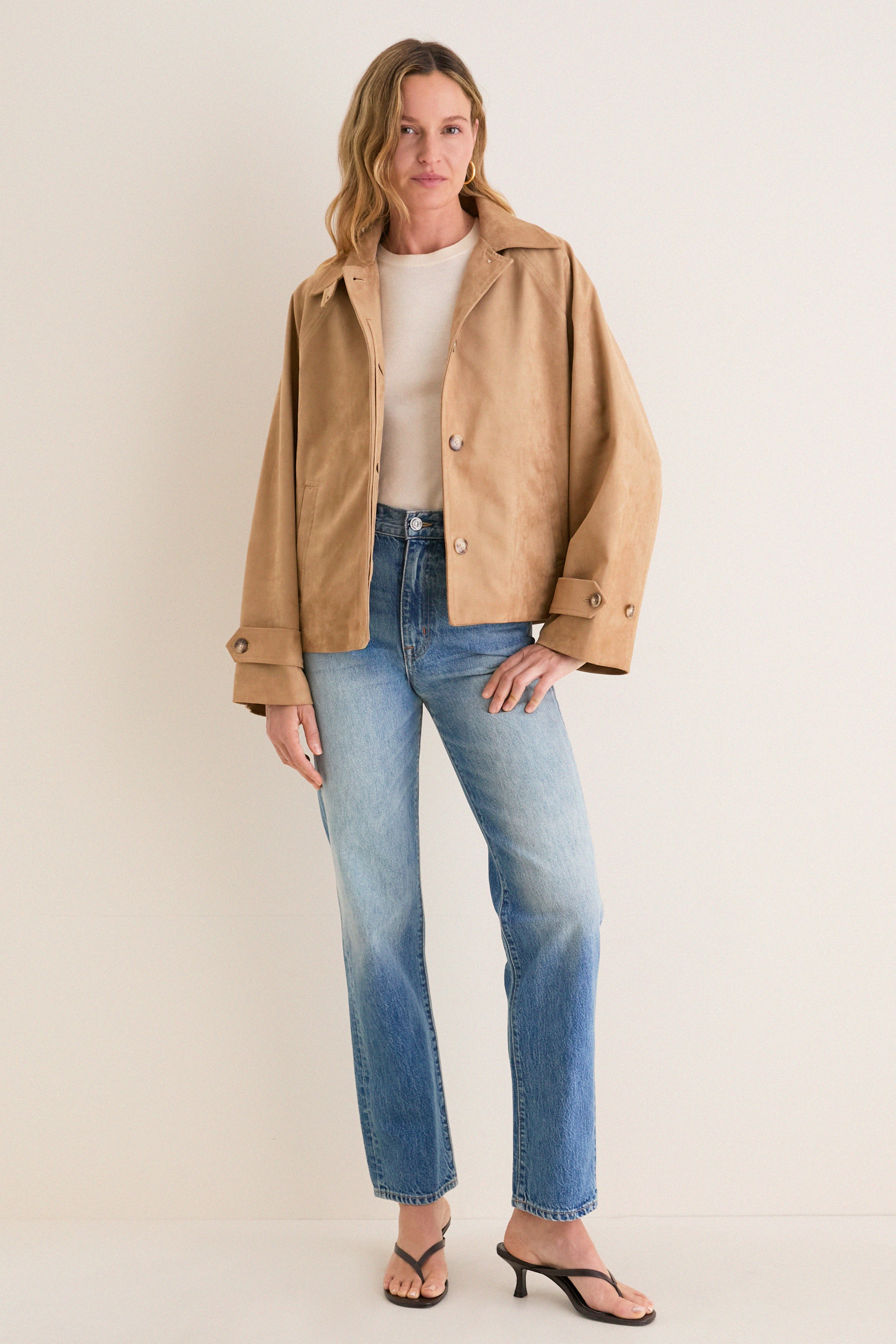 Camel Suede Drew Short Trench Coat | Tuckernuck