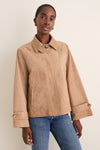 Camel Suede Drew Short Trench Coat