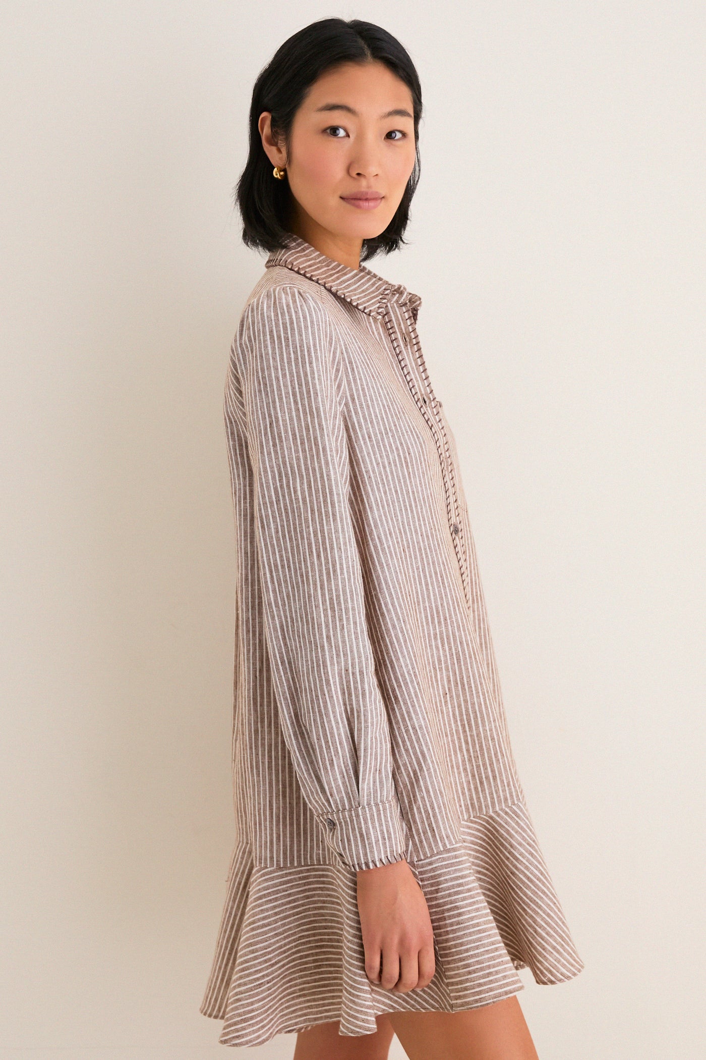 callahan shirt dress Green Stripe Callahan Shirt Dress