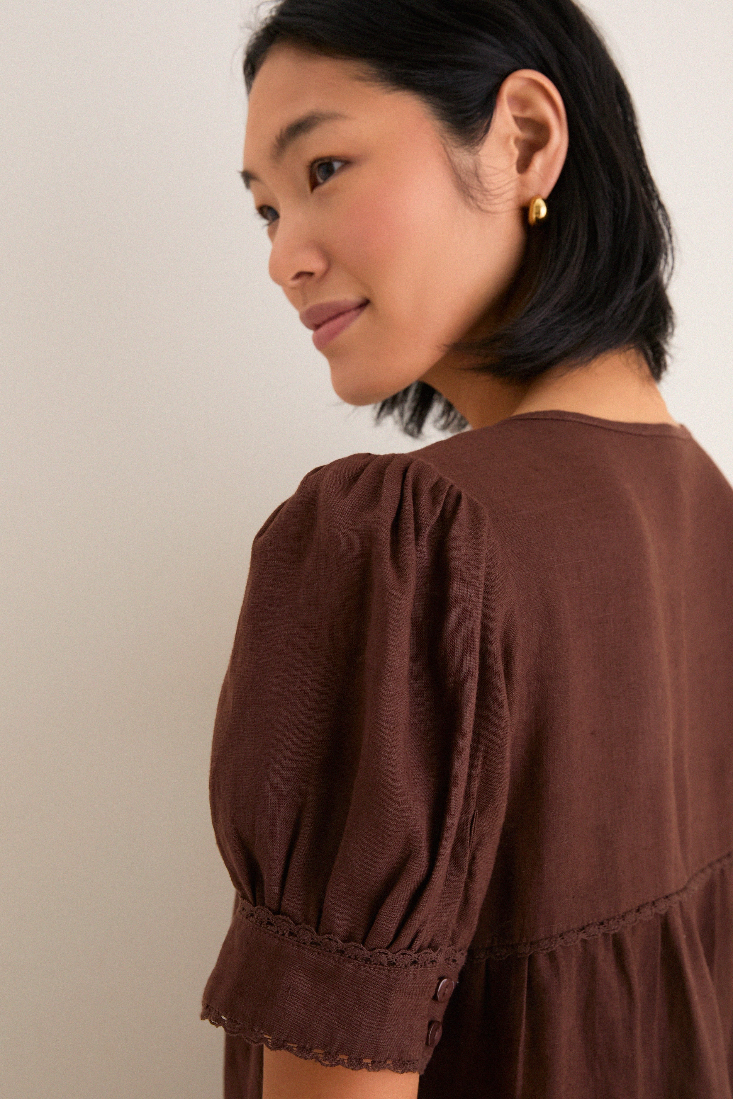 Chestnut Linen Bridget Dress