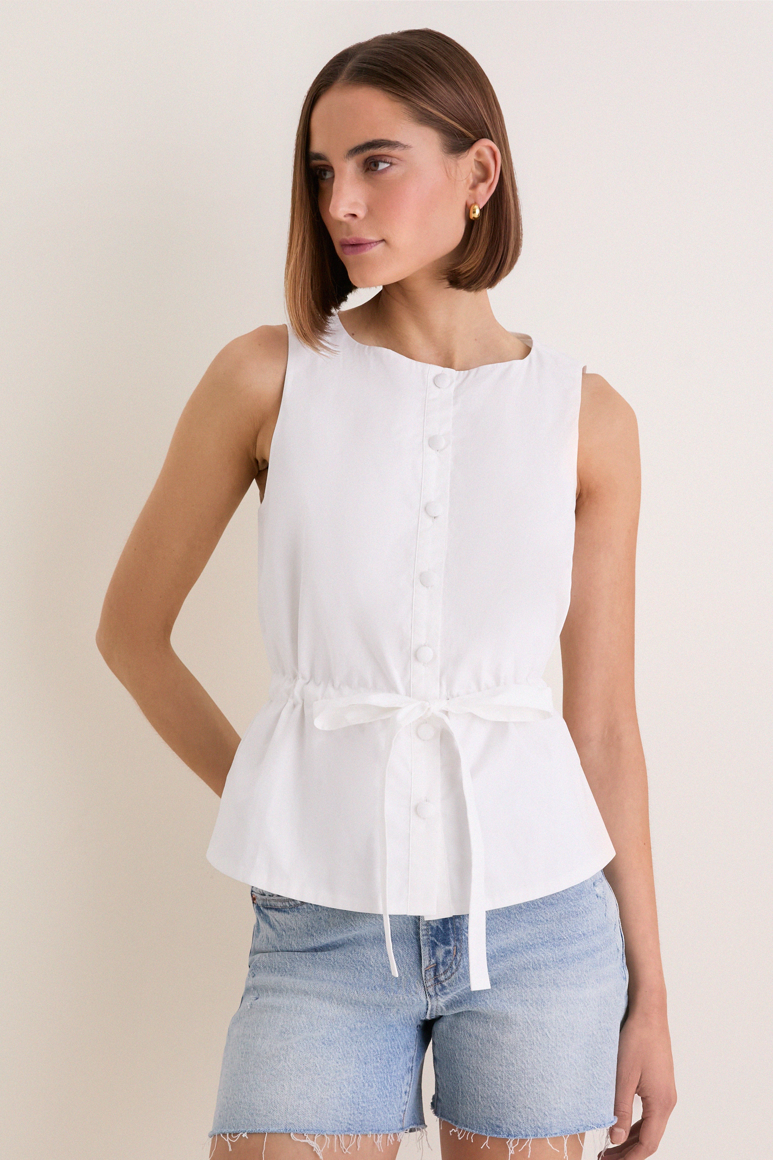 White Cotton Poplin Francoise Top | Tuckernuck