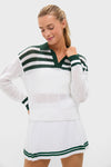 White and Green Mesh Fischer Sweater