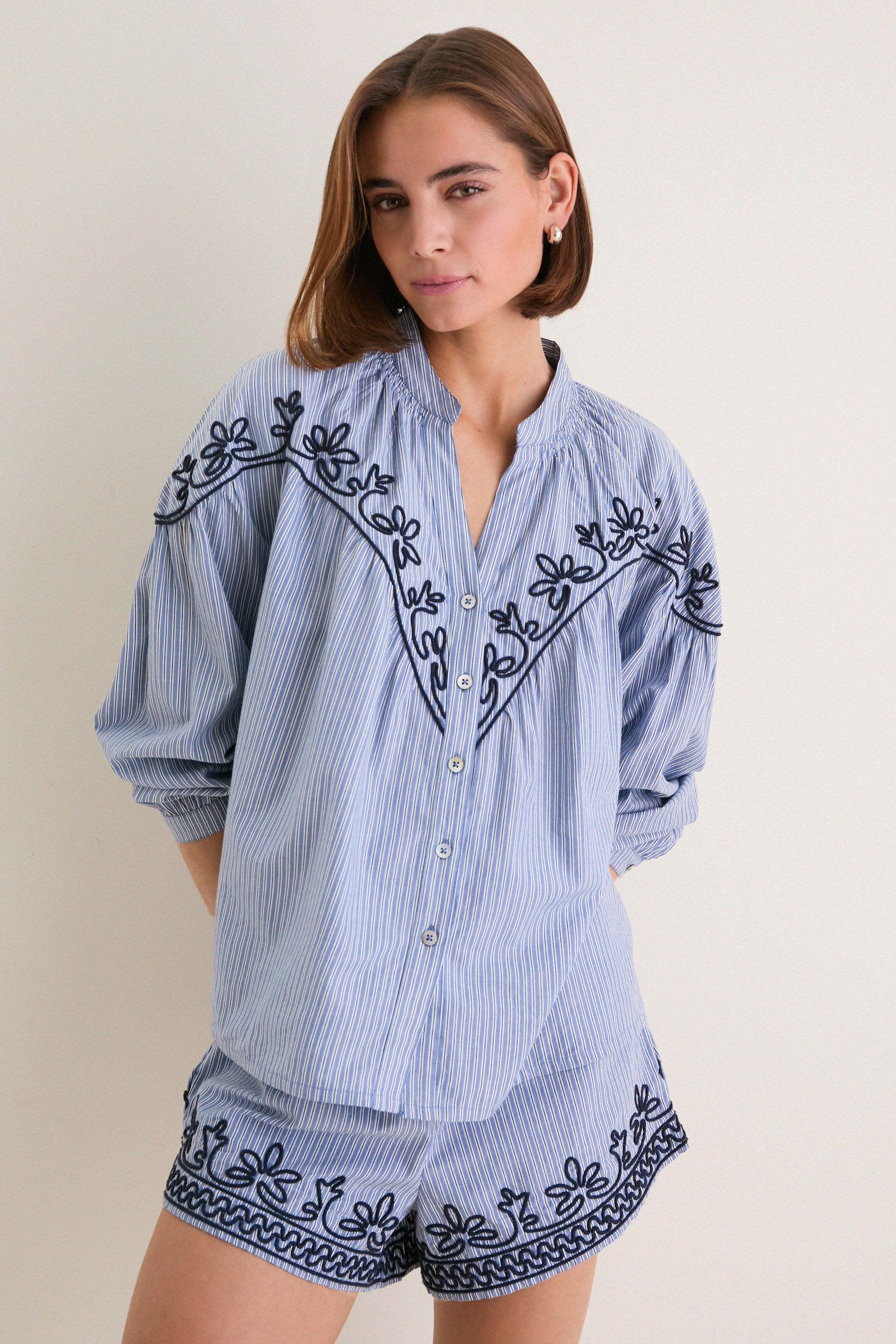 Soutache Embroidered Jacques Blouse | Tuckernuck