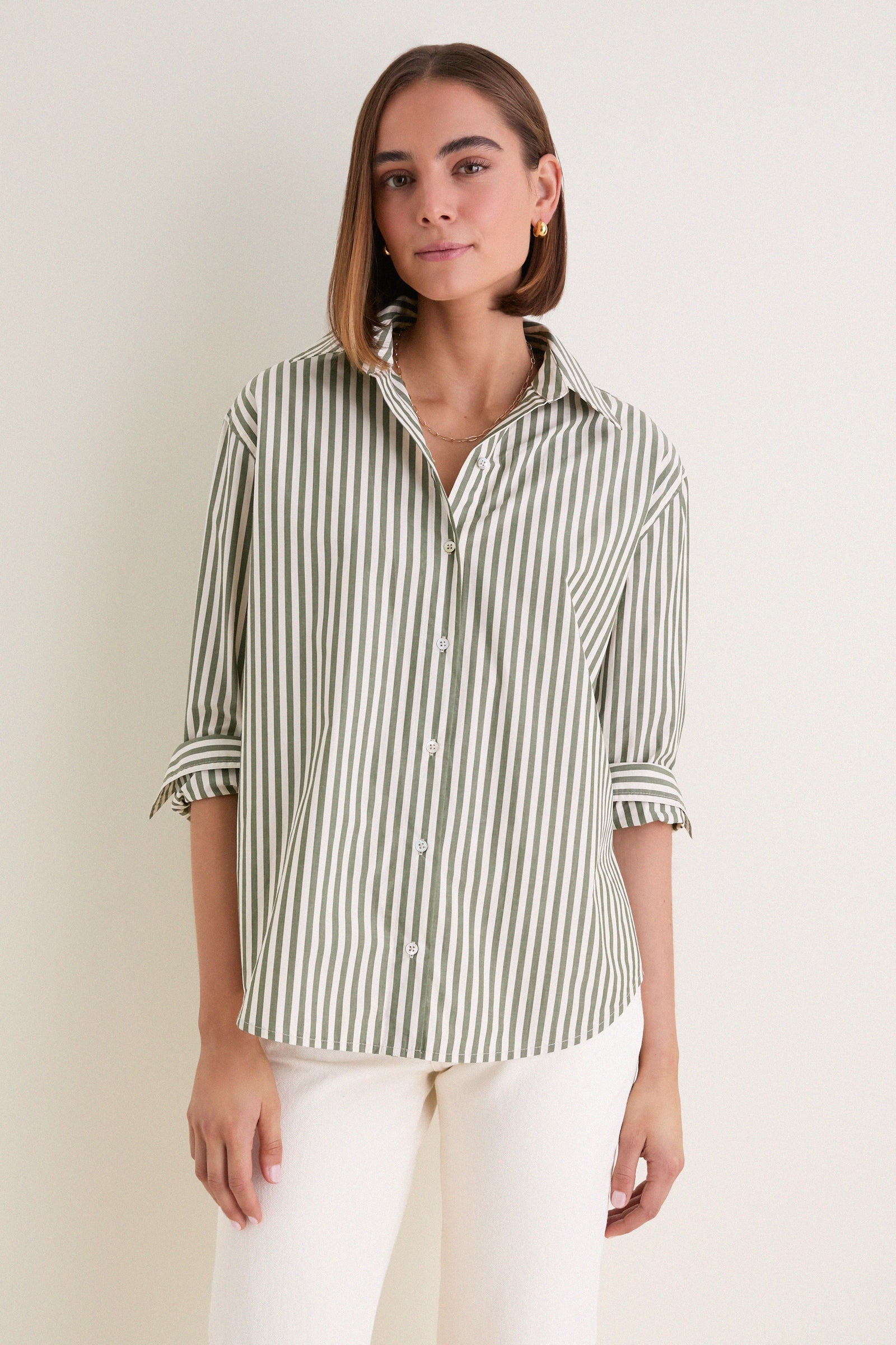 Jardin Stripe Cotton Poplin Nadine Button Down