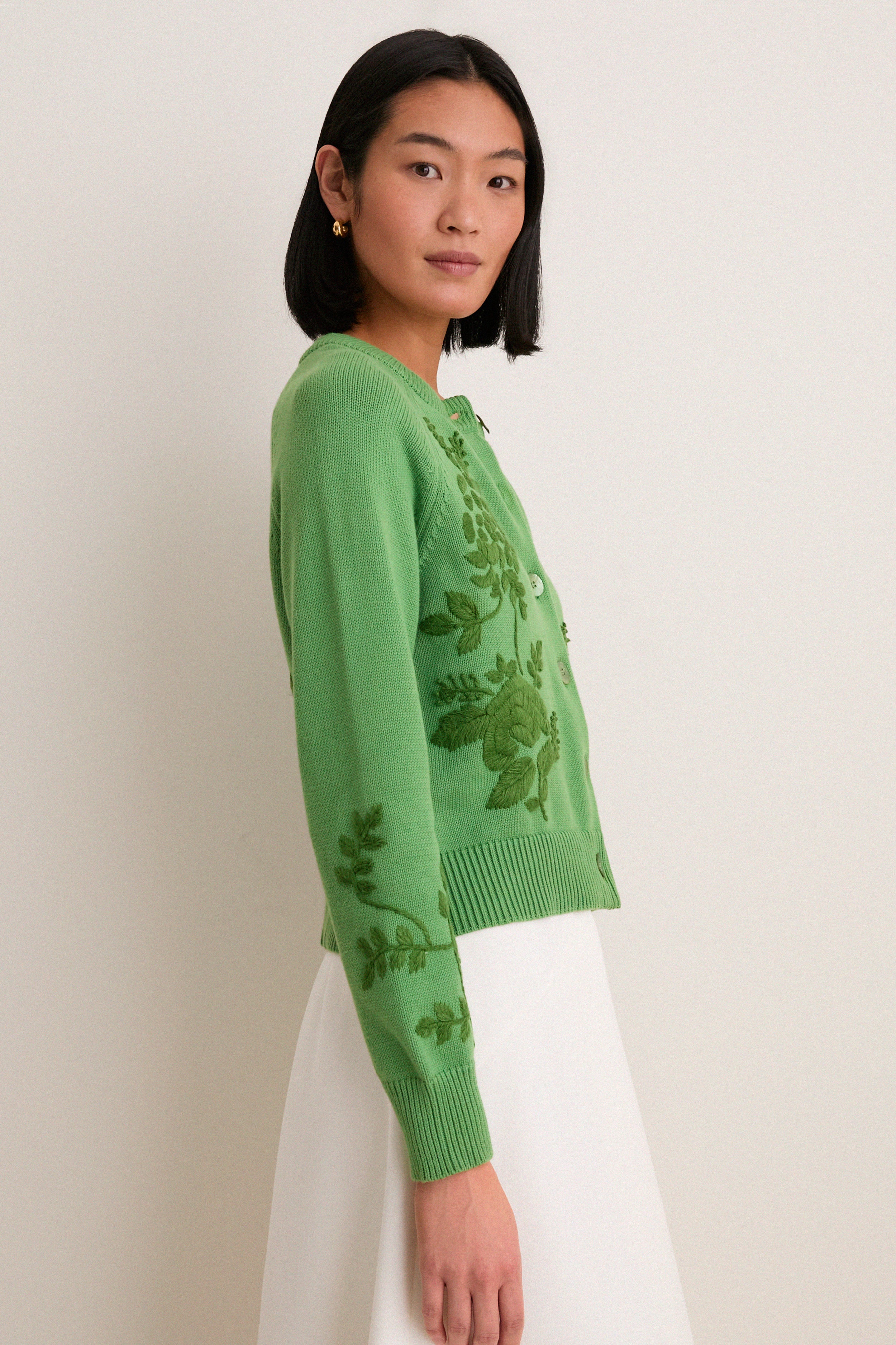 Pistachio Embroidered Floral Quincy Sweater | Tuckernuck