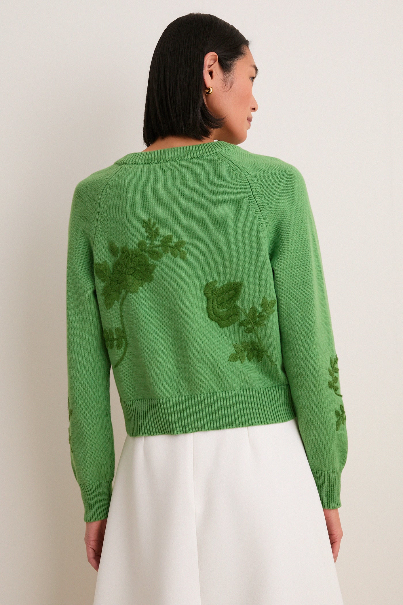 Pistachio Embroidered Floral Quincy Sweater