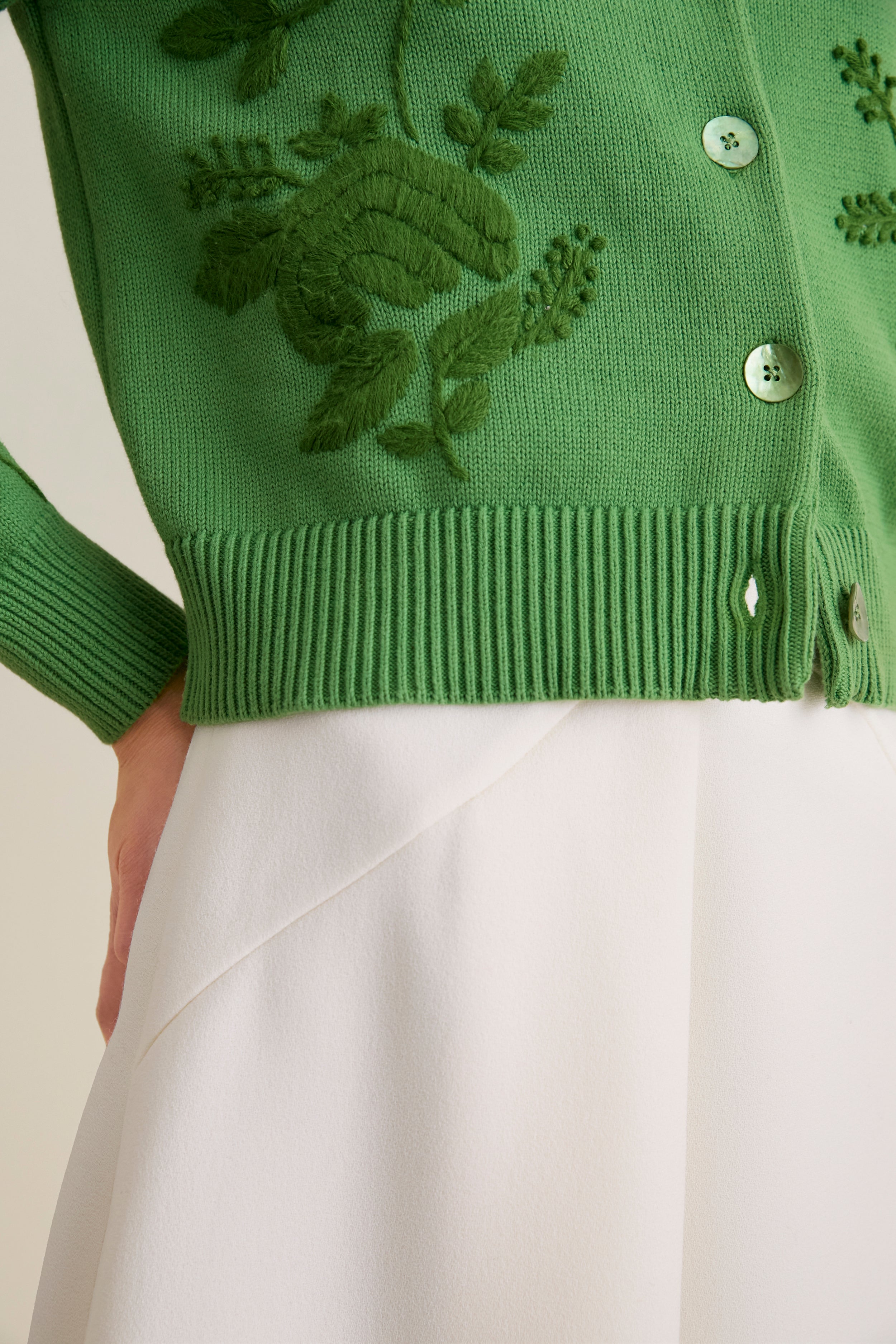 Pistachio Embroidered Floral Quincy Sweater