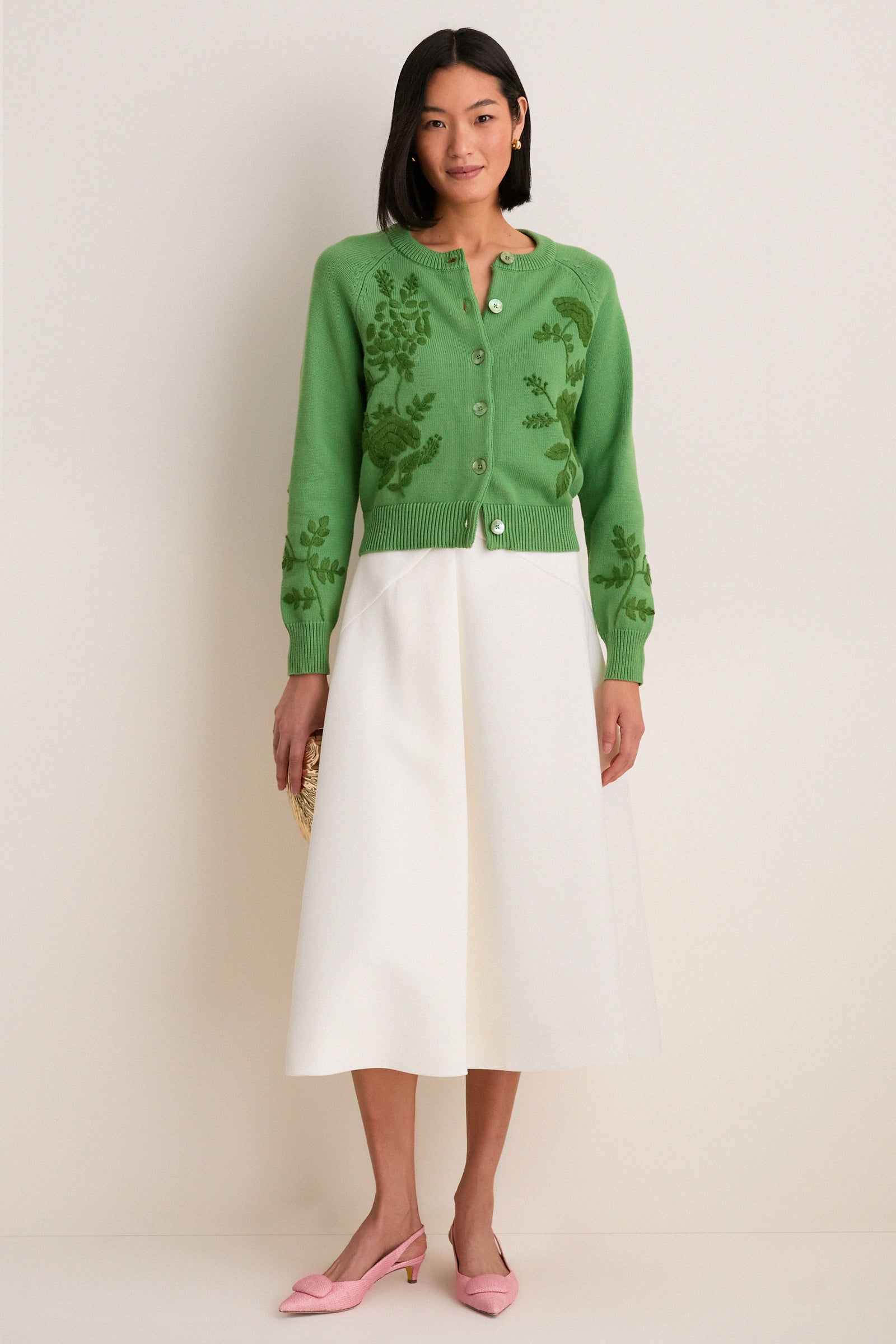 Pistachio Embroidered Floral Quincy Sweater