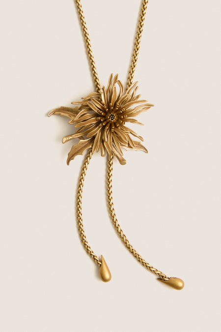 Antique Brass Octavia Bolo Necklace