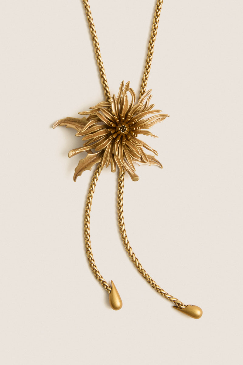 Antique Brass Octavia Bolo Necklace