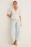 Minty Floral Mid Rise Selena Crop Jean