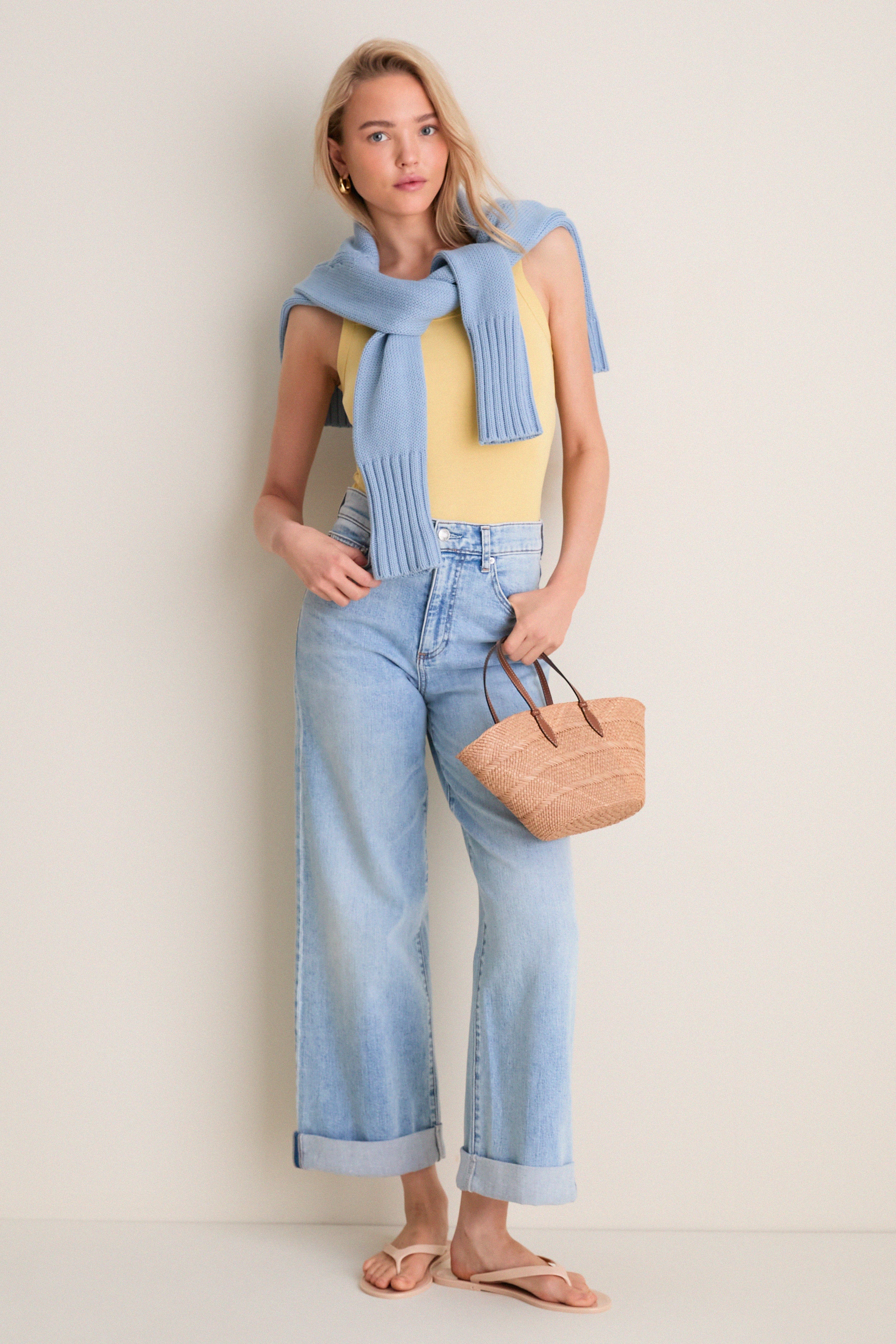American Beauty High Rise Column Jean with Double Cuff | LE JEAN