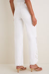 White Eyelet High Rise Column Jean