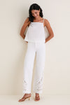 White Eyelet High Rise Column Jean