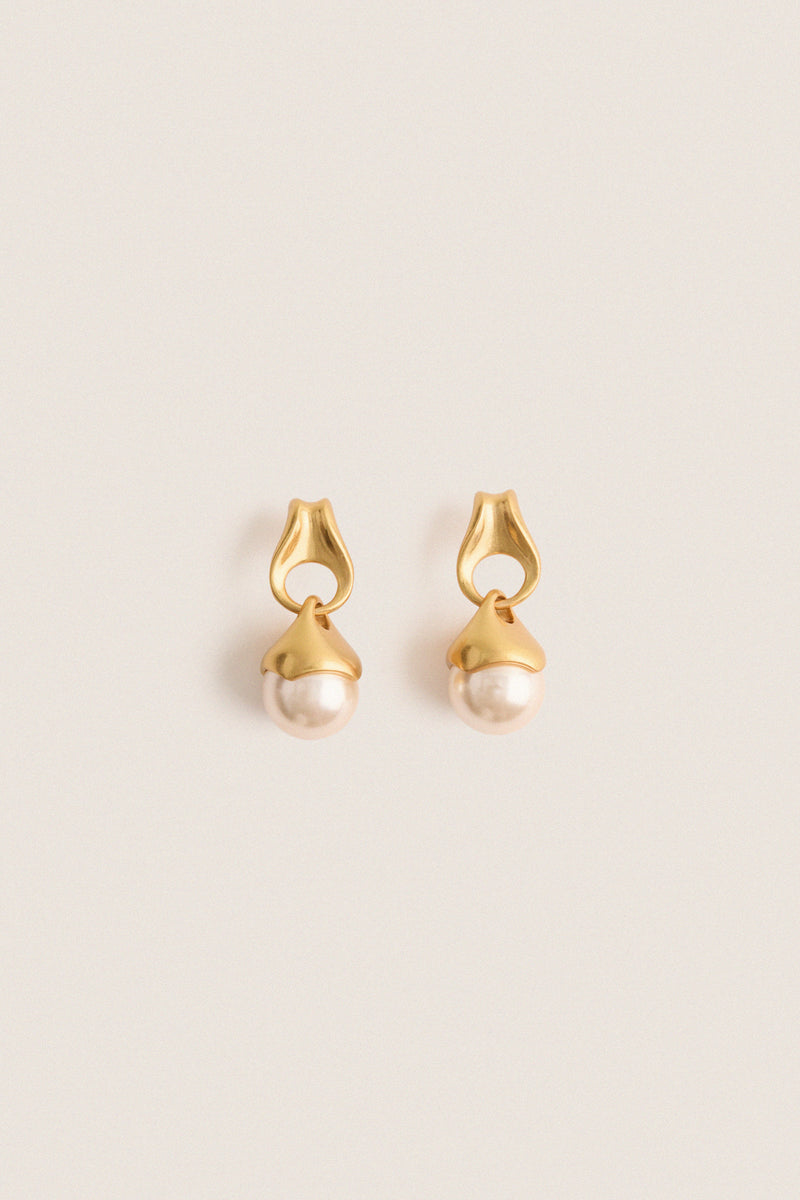 Gold and Pearl Drop Aline Earrings