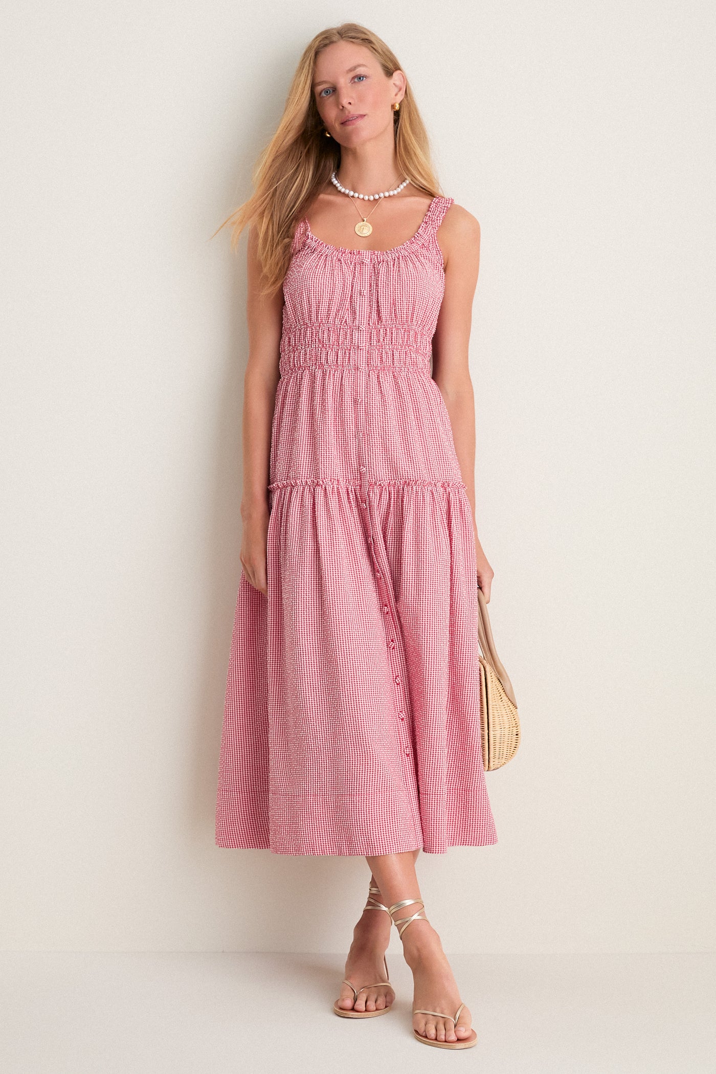 Red Gingham Landis Midi Dress Red Gingham Landis Midi Dress