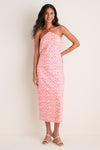 Light Pink & Orange Eyelet Hailey Halter Midi Dress