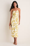 Olive & Cream Tropical Lowery Maxi Dress