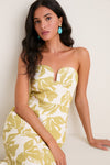 Olive & Cream Tropical Lowery Maxi Dress