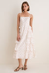 Brown & Cream Floral Ruffle Theodora Maxi Dress