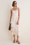 Brown & Cream Floral Ruffle Theodora Maxi Dress