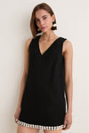 Black & Puka Shell Trim Solene Mini Dress
