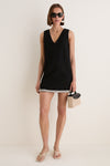 Black & Puka Shell Trim Solene Mini Dress