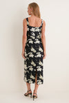 Black & Tan Floral Cut-Out Corolla Column Maxi Dress