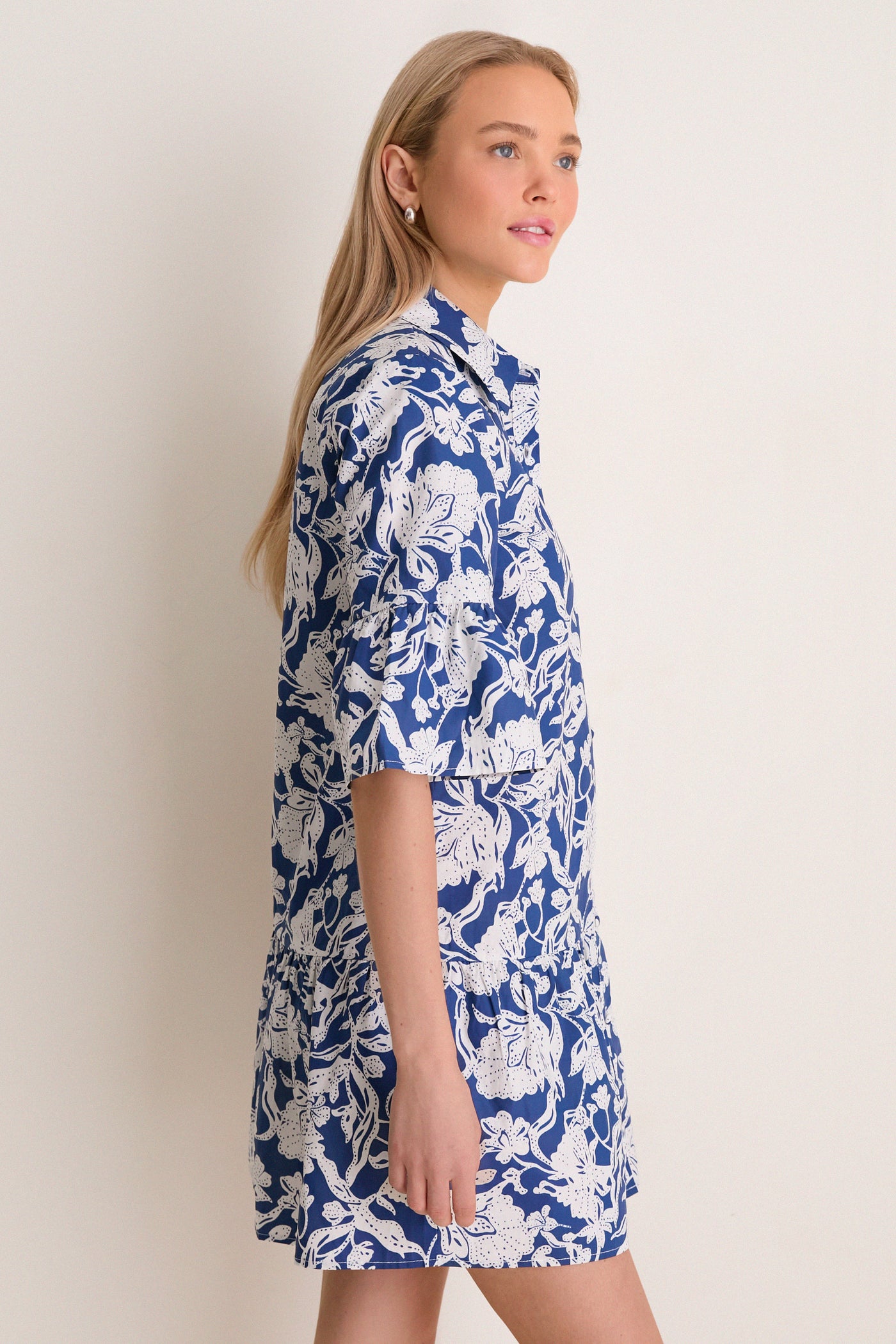 Hyacinth House Navy Multi Floral Vera Shirt Dress Navy Multi Floral / XXS